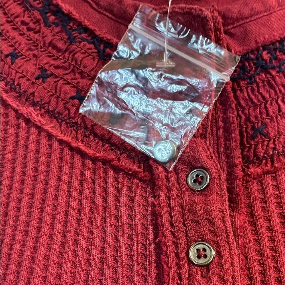 Free People Red Button Down Shirt